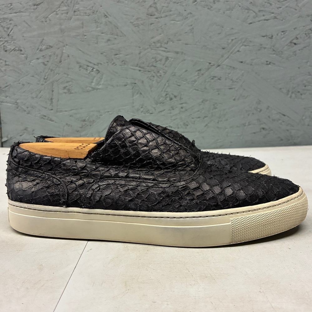 Vince Blair Snakeskin Slip On Women's 7.5 Black Leather Platform Luxe Sneaker - Picture 2 of 15
